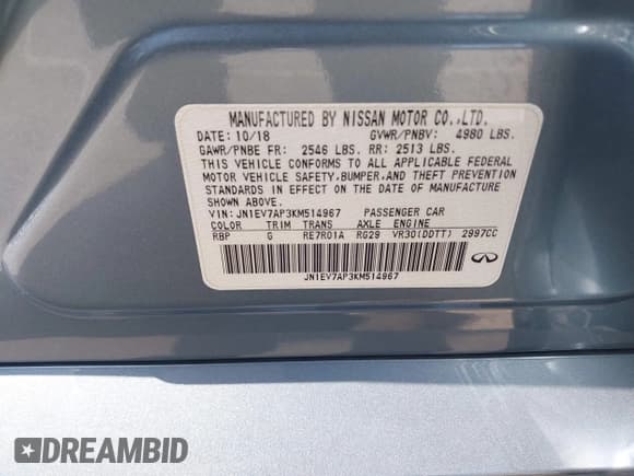 ✅ 2019 Infiniti Q50 Luxe • VIN: JN1EV7AP3KM514967 • Lot: 42337164. Listed on IAAI with 70,345 mi. Free auction sales archive from the USA and detailed vehicle history report at DreamBid. Image 9.