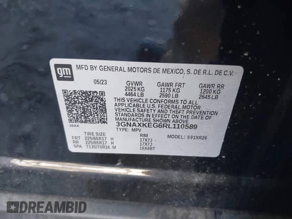 2024 Chevrolet Equinox LT z VIN 3GNAXKEG6RL110589, wystawiony jako IAAI lot #43478004 z przebiegiem 50 837 mil mil oraz . Historia ofert i sprzedaży dostępna na DreamBid. Obrazek 9.