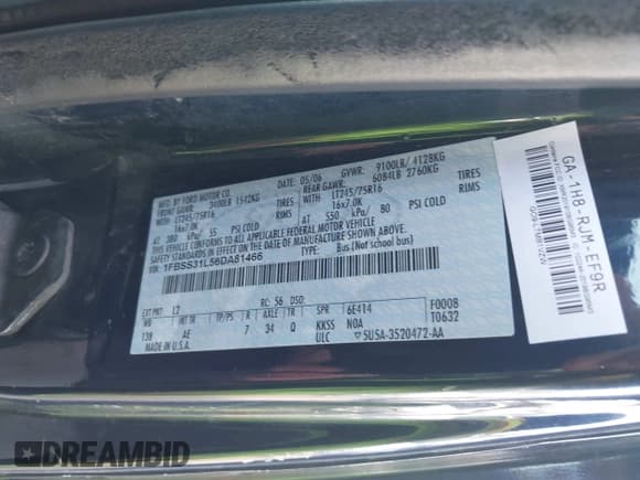 ✅ 2006 Ford Econoline Passenger XL • VIN: 1FBSS31L56DA81466 • Lot: 43577401. Wystawiony na IAAI z przebiegiem 173 282 mil. Bezpłatny archiwum sprzedaży aukcyjnych z USA i szczegółowy raport historii pojazdu na DreamBid. Zdjęcie 9.