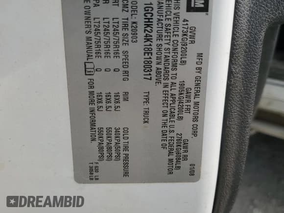 ✅ 2008 Chevrolet Silverado 2500HD 1LT • VIN: 1GCHK24K18E180317 • Лот: 71673865. Опубликован ранее на Copart с пробегом 218 435 миль. Бесплатный доступ к архиву аукционных продаж из США и подробный отчёт об истории автомобиля на DreamBid. Изображение 12.