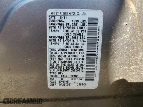 ✅ 2012 Nissan Rogue SL • VIN: JN8AS5MT1CW600712 • Лот: 81614615. Опубликован ранее на Copart с пробегом 166 224 миль. Бесплатный доступ к архиву аукционных продаж из США и подробный отчёт об истории автомобиля на DreamBid. Изображение 14.