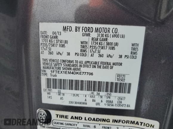 ✅ 2013 Ford F-150 XL • VIN: 1FTEX1EM4DKE77706 • Лот: 57759535. Опубликован ранее на Copart с пробегом 180 754 миль. Бесплатный доступ к архиву аукционных продаж из США и подробный отчёт об истории автомобиля на DreamBid. Изображение 12.