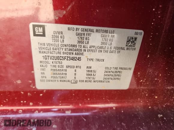 ✅ 2015 GMC Sierra 1500 SLE • VIN: 1GTV2UEC5FZ348245 • Лот: 70594005. Опубликован ранее на Copart с пробегом 181 389 миль. Бесплатный доступ к архиву аукционных продаж из США и подробный отчёт об истории автомобиля на DreamBid. Изображение 13.