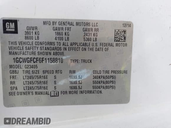 ✅ 2015 Chevrolet Express Cargo • VIN: 1GCWGFCF6F1158810 • Lot: 43760047. Listed on IAAI with Not provided. Free auction sales archive from the USA and detailed vehicle history report at DreamBid. Image 9.