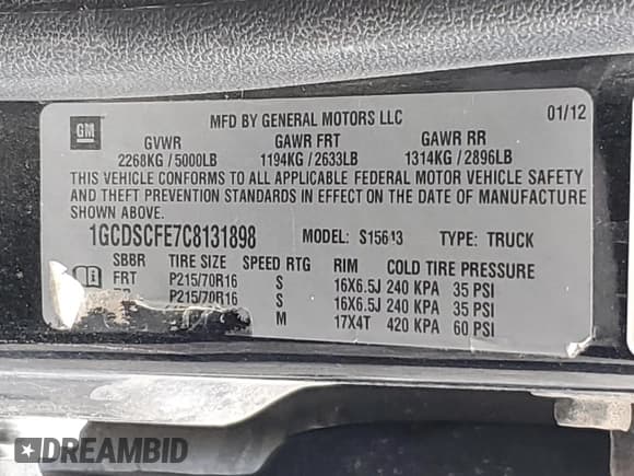 ✅ 2012 Chevrolet Colorado 1LT • VIN: 1GCDSCFE7C8131898 • Lot: 83977065. Wystawiony na Copart z przebiegiem 194 357 mil. Bezpłatny archiwum sprzedaży aukcyjnych z USA i szczegółowy raport historii pojazdu na DreamBid. Zdjęcie 12.