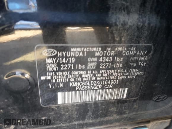 ✅ 2019 Hyundai Ioniq • VIN: KMHC65LD2KU164901 • Lot: 46706765. Wystawiony na Copart z przebiegiem 51 838 mil. Bezpłatny archiwum sprzedaży aukcyjnych z USA i szczegółowy raport historii pojazdu na DreamBid. Zdjęcie 13.