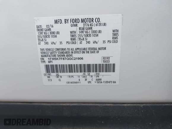 ✅ 2016 Ford Explorer Limited • VIN: 1FM5K7F87GGC21906 • Lot: 42046502. Wystawiony na IAAI z przebiegiem 92 830 mil. Bezpłatny archiwum sprzedaży aukcyjnych z USA i szczegółowy raport historii pojazdu na DreamBid. Zdjęcie 9.