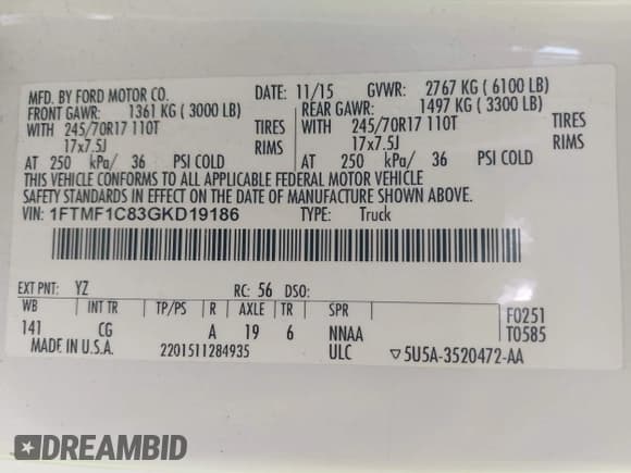 ✅ 2016 Ford F-150 XL • VIN: 1FTMF1C83GKD19186 • Lot: 42698145. Wystawiony na IAAI z przebiegiem 85 855 mil. Bezpłatny archiwum sprzedaży aukcyjnych z USA i szczegółowy raport historii pojazdu na DreamBid. Zdjęcie 9.