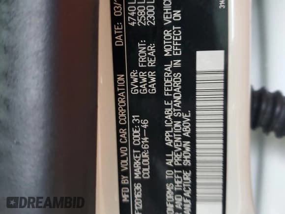 ✅ 2015 Volvo V60 • VIN: YV126MEA0F1201636 • Lot: 87406285. Listed on Copart with 105,684 mi. Free auction sales archive from the USA and detailed vehicle history report at DreamBid. Image 14.