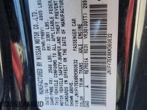 ✅ 2019 Infiniti Q60 Red Sport 400 • VIN: JN1FV7EK8KM360632 • Lot: 68664855. Listed on Copart with Not provided. Free auction sales archive from the USA and detailed vehicle history report at DreamBid. Image 12.