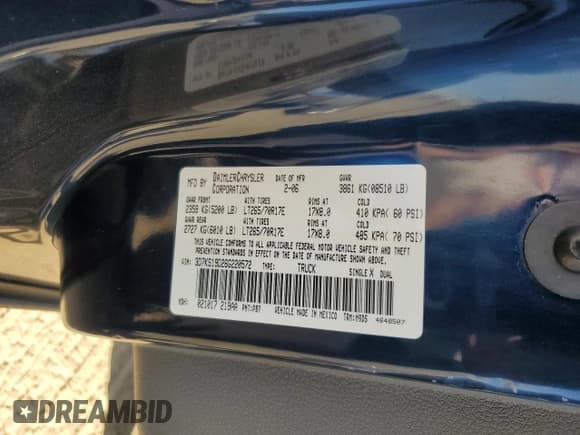 ✅ 2006 Dodge 1500 SLT • VIN: 3D7KS19D26G220572 • Лот: 76177354. Опубликован ранее на Copart с пробегом 219 844 миль. Бесплатный доступ к архиву аукционных продаж из США и подробный отчёт об истории автомобиля на DreamBid. Изображение 14.