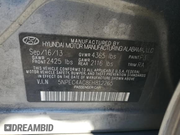 ✅ 2014 Hyundai Sonata SE • VIN: 5NPEC4AC8EH812265 • Lot: 91637795. Wystawiony na Copart z przebiegiem 177 462 mil. Bezpłatny archiwum sprzedaży aukcyjnych z USA i szczegółowy raport historii pojazdu na DreamBid. Zdjęcie 12.