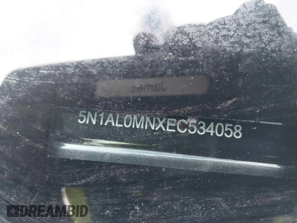 ✅ 2014 Infiniti QX60 • VIN: 5N1AL0MNXEC534058 • Lot: 41548576. Listed on IAAI with 164,028 mi. Free auction sales archive from the USA and detailed vehicle history report at DreamBid. Image 9.