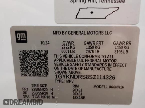 ✅ 2025 Cadillac XT5 AWD Premium Luxury • VIN: 1GYKNDRS8SZ114326 • Lot: 41603695. Listed on Copart with 1,126 mi. Free auction sales archive from the USA and detailed vehicle history report at DreamBid. Image 14.