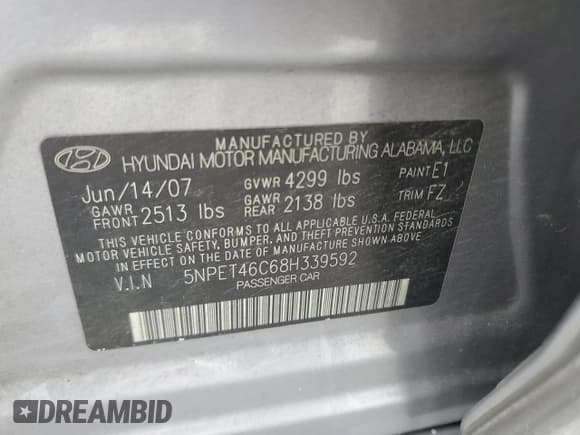 ✅ 2008 Hyundai Sonata GLS • VIN: 5NPET46C68H339592 • Лот: 69888944. Опубликован ранее на Copart с пробегом 240 214 миль. Бесплатный доступ к архиву аукционных продаж из США и подробный отчёт об истории автомобиля на DreamBid. Изображение 12.