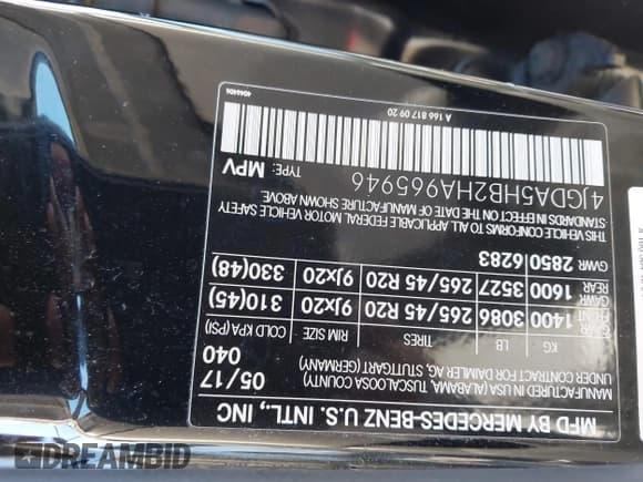 ✅ 2017 Mercedes-Benz GLE 350 • VIN: 4JGDA5HB2HA965946 • Lot: 43610428. Wystawiony na IAAI z przebiegiem 95 991 mil. Bezpłatny archiwum sprzedaży aukcyjnych z USA i szczegółowy raport historii pojazdu na DreamBid. Zdjęcie 9.