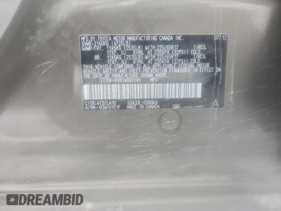 ✅ 2012 Toyota RAV4 Limited • VIN: 2T3DK4DV8CW082049 • Лот: 94243545. Опубликован ранее на Copart с пробегом 179 495 миль. Бесплатный доступ к архиву аукционных продаж из США и подробный отчёт об истории автомобиля на DreamBid. Изображение 14.