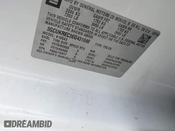 ✅ 2014 Chevrolet Silverado 1500 LT • VIN: 3GCUKREC3EG431048 • Лот: 41849653. Опубликован ранее на IAAI с пробегом 214 454 миль. Бесплатный доступ к архиву аукционных продаж из США и подробный отчёт об истории автомобиля на DreamBid. Изображение 9.