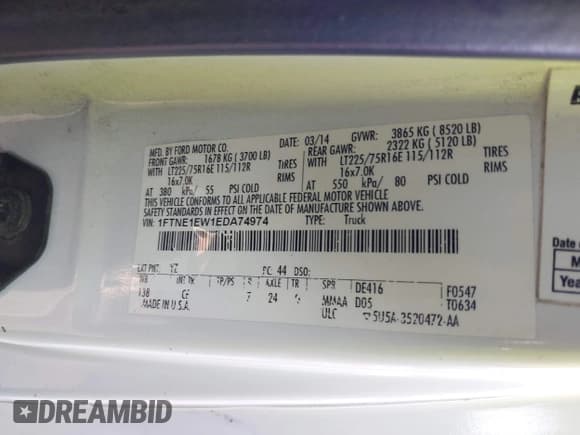 ✅ 2014 Ford Econoline Cargo Commercial • VIN: 1FTNE1EW1EDA74974 • Лот: 43708734. Опубликован ранее на IAAI с пробегом 260 649 миль. Бесплатный доступ к архиву аукционных продаж из США и подробный отчёт об истории автомобиля на DreamBid. Изображение 9.