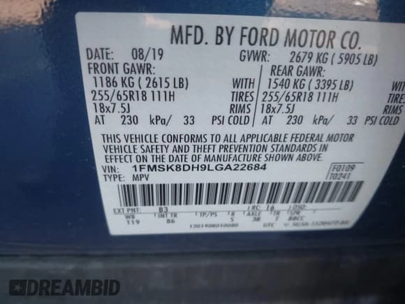 ✅ 2020 Ford Explorer XLT • VIN: 1FMSK8DH9LGA22684 • Lot: 43528565. Wystawiony na IAAI z przebiegiem 88 252 mil. Bezpłatny archiwum sprzedaży aukcyjnych z USA i szczegółowy raport historii pojazdu na DreamBid. Zdjęcie 9.