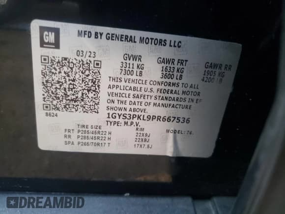 ✅ 2023 Cadillac Escalade ESV 4WD Sport • VIN: 1GYS4NKLXPR267020 • Lot: 42924764. Listed on Copart with 6,842 mi. Free auction sales archive from the USA and detailed vehicle history report at DreamBid. Image 13.