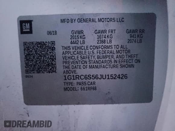 ✅ 2018 Chevrolet Volt LT • VIN: 1G1RC6S56JU152426 • Лот: 43463304. Опубликован ранее на Copart с пробегом 169 679 миль. Бесплатный доступ к архиву аукционных продаж из США и подробный отчёт об истории автомобиля на DreamBid. Изображение 13.