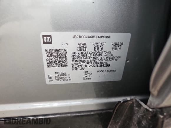 ✅ 2024 Buick Envista Sport Touring • VIN: KL47LBE25RB154159 • Lot: 81663935. Listed on Copart with 17,423 mi. Free auction sales archive from the USA and detailed vehicle history report at DreamBid. Image 12.