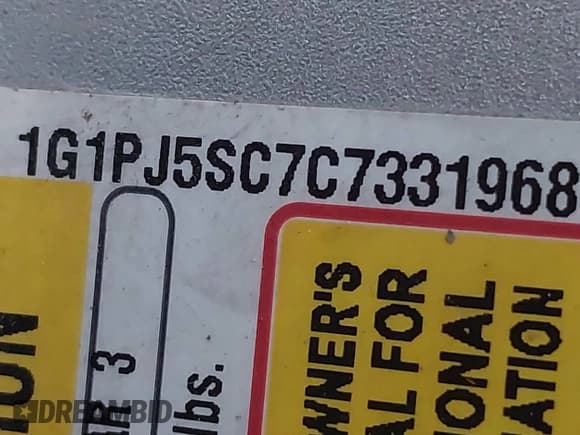 ✅ 2012 Chevrolet Cruze ECO • VIN: 1G1PJ5SC7C7331968 • Lot: 43467173. Listed on IAAI with 139,963 mi. Free auction sales archive from the USA and detailed vehicle history report at DreamBid. Image 9.