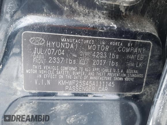 ✅ 2005 Hyundai Sonata GL • VIN: KMHWF25S45A111145 • Лот: 87283834. Опубликован ранее на Copart с пробегом 226 338 миль. Бесплатный доступ к архиву аукционных продаж из США и подробный отчёт об истории автомобиля на DreamBid. Изображение 12.