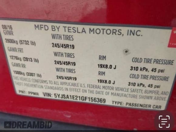 ✅ 2016 Tesla Model S 90D • VIN: 5YJSA1E21GF156369 • Lot: 43703975. Wystawiony na IAAI z przebiegiem 134 096 mil. Bezpłatny archiwum sprzedaży aukcyjnych z USA i szczegółowy raport historii pojazdu na DreamBid. Zdjęcie 9.