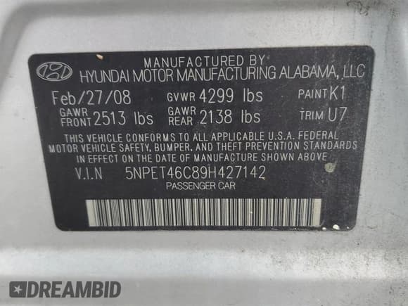 ✅ 2009 Hyundai Sonata GLS • VIN: 5NPET46C89H427142 • Лот: 79971684. Опубликован ранее на Copart с пробегом 214 604 миль. Бесплатный доступ к архиву аукционных продаж из США и подробный отчёт об истории автомобиля на DreamBid. Изображение 12.