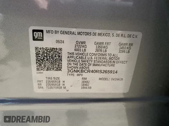 ✅ 2024 Chevrolet Blazer LT • VIN: 3GNKBCR40RS265914 • Lot: 81869855. Listed on Copart with 22,872 mi. Free auction sales archive from the USA and detailed vehicle history report at DreamBid. Image 13.