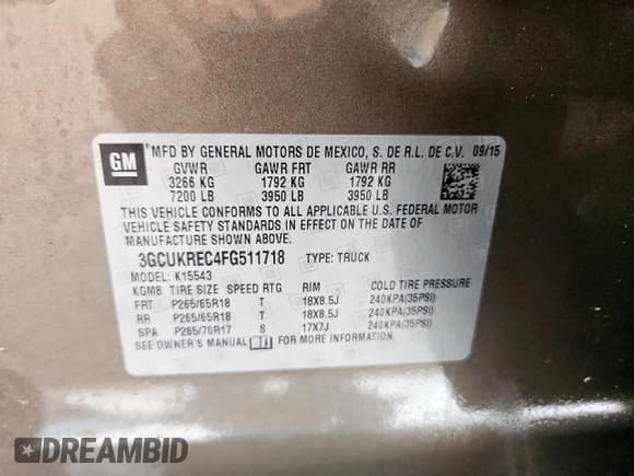 ✅ 2015 Chevrolet Silverado 1500 LT • VIN: 3GCUKREC4FG511718 • Лот: 60741005. Опубликован ранее на Copart с пробегом 204 990 миль. Бесплатный доступ к архиву аукционных продаж из США и подробный отчёт об истории автомобиля на DreamBid. Изображение 12.