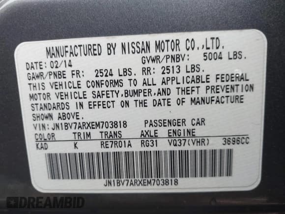 ✅ 2014 Infiniti Q50 Sport • VIN: JN1BV7ARXEM703818 • Lot: 43634586. Wystawiony na IAAI z przebiegiem 143 818 mil. Bezpłatny archiwum sprzedaży aukcyjnych z USA i szczegółowy raport historii pojazdu na DreamBid. Zdjęcie 9.