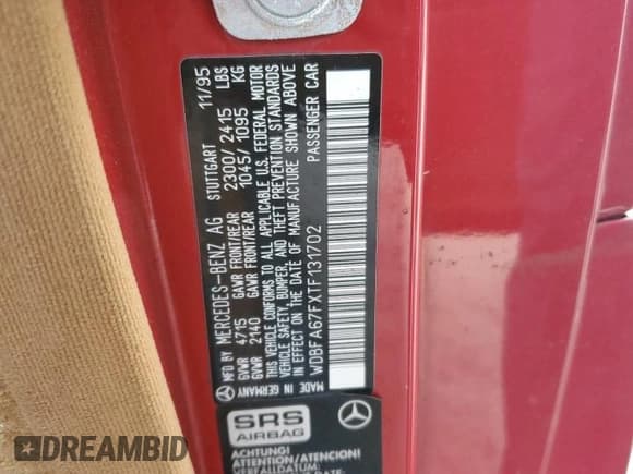 ✅ 1996 Mercedes-Benz SL 500 • VIN: WDBFA67FXTF131702 • Lot: 76585014. Wystawiony na Copart z przebiegiem Nie podano. Bezpłatny archiwum sprzedaży aukcyjnych z USA i szczegółowy raport historii pojazdu na DreamBid. Zdjęcie 13.