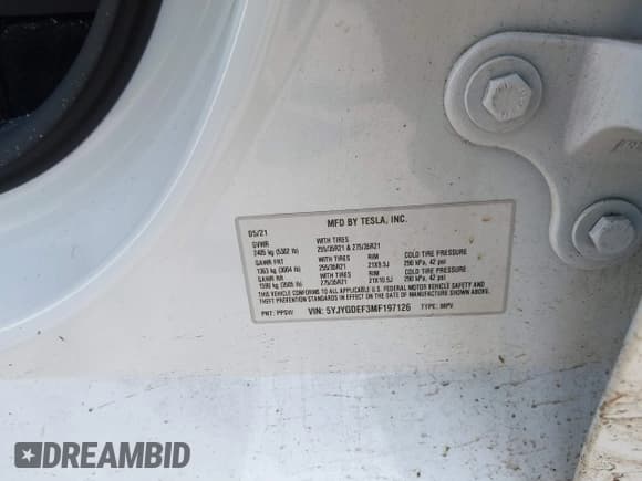 ✅ 2021 Tesla Model Y Performance • VIN: 5YJYGDEF3MF197126 • Лот: 43643319. Опубликован ранее на IAAI с пробегом Не указан. Бесплатный доступ к архиву аукционных продаж из США и подробный отчёт об истории автомобиля на DreamBid. Изображение 9.