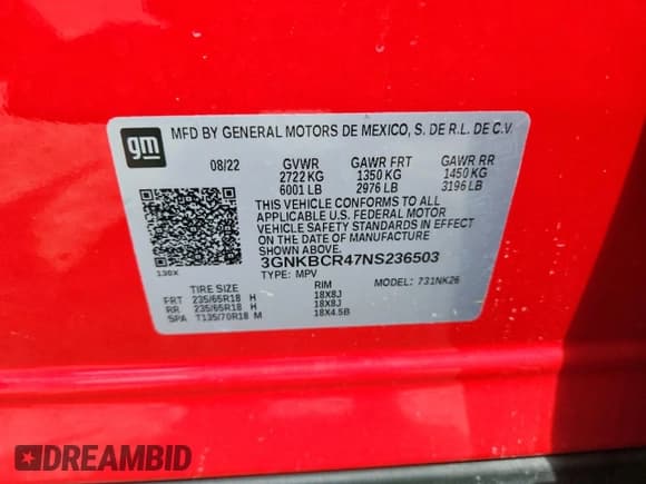 ✅ 2022 Chevrolet Blazer LT • VIN: 3GNKBCR47NS236503 • Lot: 82117075. Wystawiony na Copart z przebiegiem 33 222 mil. Bezpłatny archiwum sprzedaży aukcyjnych z USA i szczegółowy raport historii pojazdu na DreamBid. Zdjęcie 13.