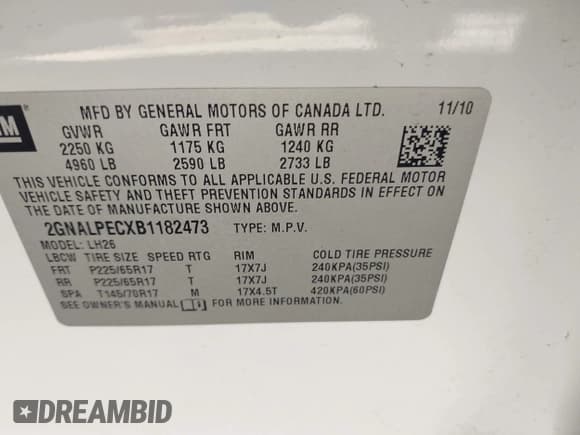 ✅ 2011 Chevrolet Equinox 2LT • VIN: 2GNALPECXB1182473 • Лот: 43586828. Опубликован ранее на IAAI с пробегом 156 941 миль. Бесплатный доступ к архиву аукционных продаж из США и подробный отчёт об истории автомобиля на DreamBid. Изображение 9.