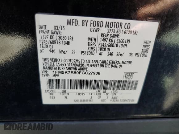 ✅ 2015 Ford Explorer • VIN: 1FM5K7B80FGC27938 • Lot: 85951365. Listed on Copart with 268,415 mi. Free auction sales archive from the USA and detailed vehicle history report at DreamBid. Image 14.