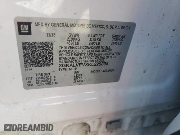 ✅ 2019 GMC Terrain SLT • VIN: 3GKALVEVXKL225808 • Lot: 63911305. Wystawiony na Copart z przebiegiem Nie podano. Bezpłatny archiwum sprzedaży aukcyjnych z USA i szczegółowy raport historii pojazdu na DreamBid. Zdjęcie 12.