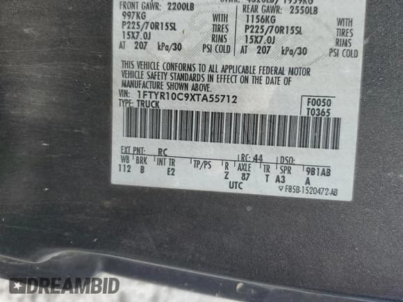 ✅ 1999 Ford Ranger XL • VIN: 1FTYR10C9XTA55712 • Lot: 70346585. Listed on Copart with 143,991 mi. Free auction sales archive from the USA and detailed vehicle history report at DreamBid. Image 12.