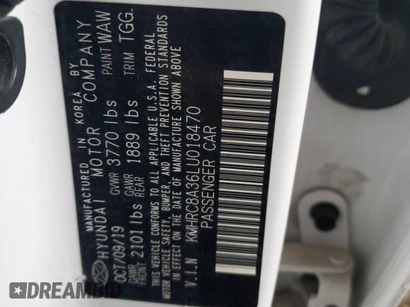 ✅ 2020 Hyundai Venue SEL • VIN: KMHRC8A36LU018470 • Lot: 47619475. Listed on Copart with 118,834 mi. Free auction sales archive from the USA and detailed vehicle history report at DreamBid. Image 13.