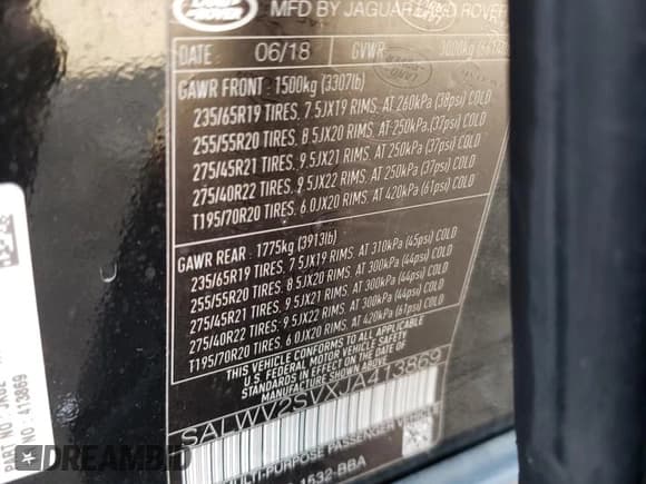 ✅ 2018 Land Rover Range Rover Sport HSE Dynamic • VIN: SALWV2SVXJA413869 • Lot: 46270283. Listed on Copart with 80,027 mi. Free auction sales archive from the USA and detailed vehicle history report at DreamBid. Image 13.