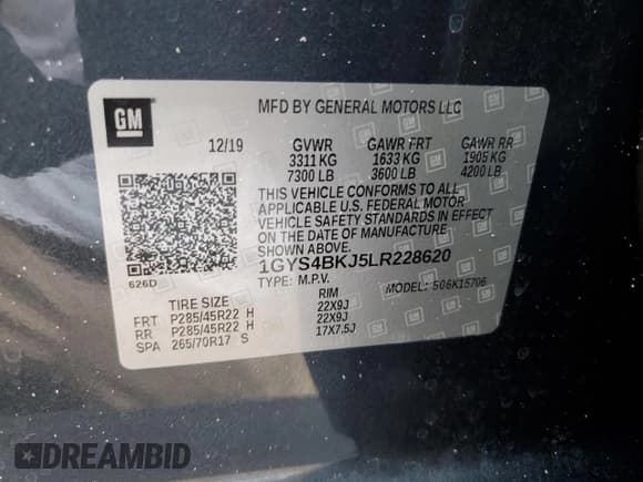 ✅ 2020 Cadillac Escalade Luxury • VIN: 1GYS4BKJ5LR228620 • Lot: 60515415. Listed on Copart with 46,945 mi. Free auction sales archive from the USA and detailed vehicle history report at DreamBid. Image 13.