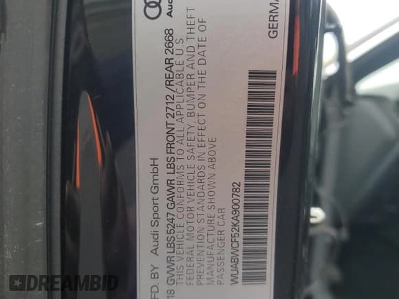 ✅ 2019 Audi RS 5 Sportback • VIN: WUABWCF52KA900782 • Lot: 80275635. Listed on Copart with 79,135 mi. Free auction sales archive from the USA and detailed vehicle history report at DreamBid. Image 12.