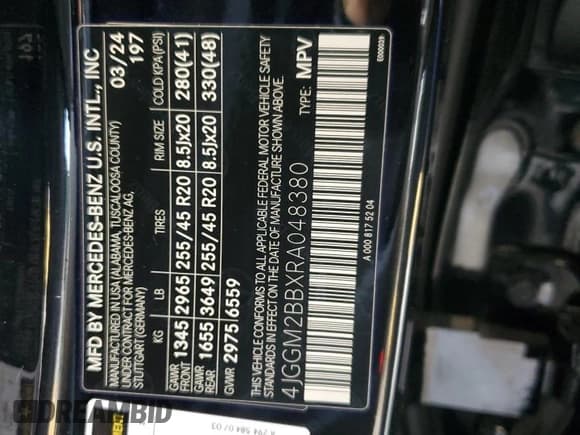 ✅ 2024 Mercedes-Benz EQE 350+ • VIN: 4JGGM2BBXRA048380 • Lot: 82109415. Wystawiony na Copart z przebiegiem 9 393 mil. Bezpłatny archiwum sprzedaży aukcyjnych z USA i szczegółowy raport historii pojazdu na DreamBid. Zdjęcie 12.