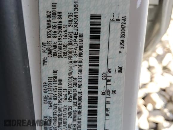 ✅ 2019 Ford Fiesta SE • VIN: 3FADP4EJXKM136129 • Lot: 85592825. Listed on Copart with 142,378 mi. Free auction sales archive from the USA and detailed vehicle history report at DreamBid. Image 12.