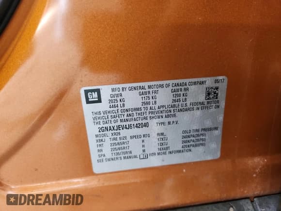 ✅ 2018 Chevrolet Equinox LT • VIN: 2GNAXJEV4J6142040 • Лот: 82235425. Опубликован ранее на Copart с пробегом 108 263 миль. Бесплатный доступ к архиву аукционных продаж из США и подробный отчёт об истории автомобиля на DreamBid. Изображение 13.