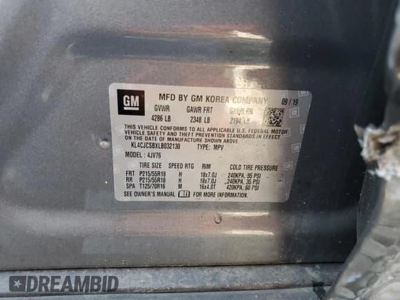 ✅ 2020 Buick Encore Essence • VIN: KL4CJCSBXLB032130 • Lot: 70571215. Listed on Copart with 77,365 mi. Free auction sales archive from the USA and detailed vehicle history report at DreamBid. Image 13.