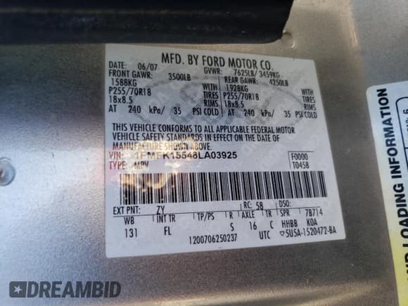 ✅ 2008 Ford Expedition Max SSV • VIN: 1FMFK15548LA03925 • Lot: 81107104. Listed on Copart with 164,247 mi. Free auction sales archive from the USA and detailed vehicle history report at DreamBid. Image 15.